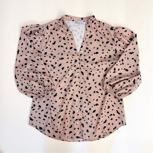 Black & Tan Spotted Button Down Blouse
